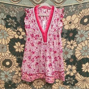 NWT Poupette St. Barth Sasha Mini Dress Lace Trimmed S